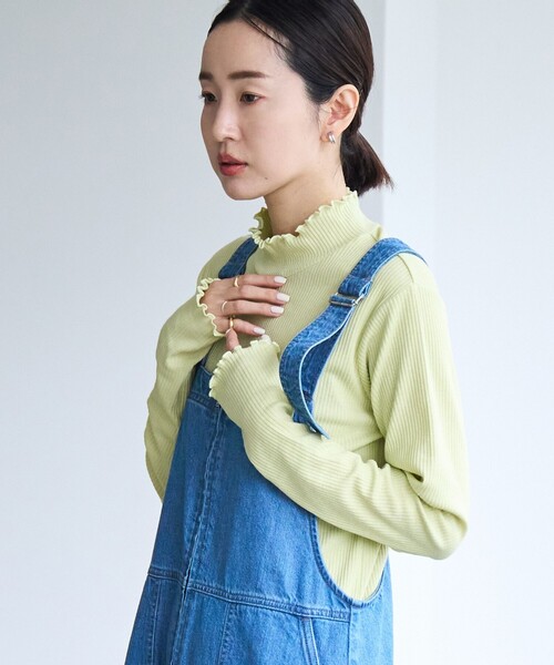 coen(コーエン)の「ジップデニムジャンパースカート(ワンピース・レディース・コバルトブルー/オフホワイト/ライトブルー・L/M)」の7枚目の写真