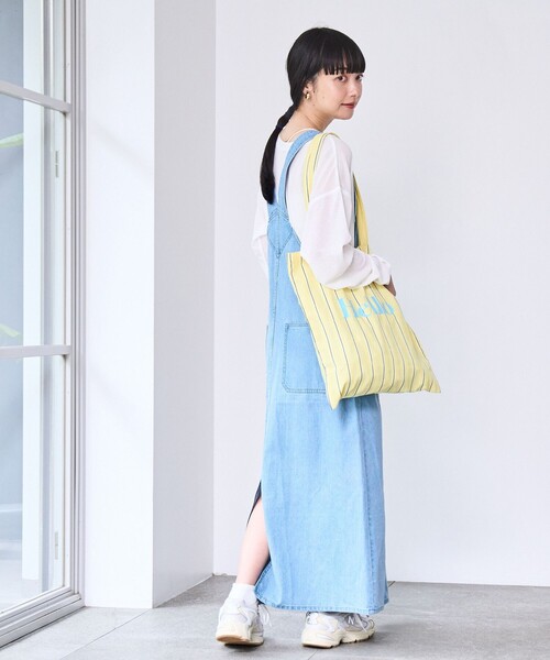 coen(コーエン)の「ジップデニムジャンパースカート(ワンピース・レディース・コバルトブルー/オフホワイト/ライトブルー・L/M)」の10枚目の写真