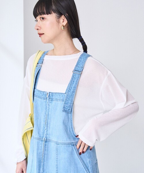 coen(コーエン)の「ジップデニムジャンパースカート(ワンピース・レディース・コバルトブルー/オフホワイト/ライトブルー・L/M)」の12枚目の写真