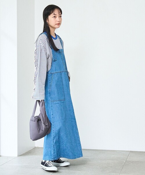 coen(コーエン)の「ジップデニムジャンパースカート(ワンピース・レディース・コバルトブルー/オフホワイト/ライトブルー・L/M)」の14枚目の写真