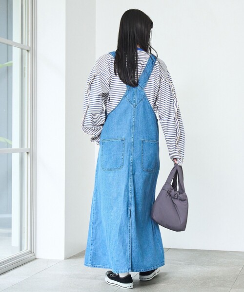 coen(コーエン)の「ジップデニムジャンパースカート(ワンピース・レディース・コバルトブルー/オフホワイト/ライトブルー・L/M)」の15枚目の写真