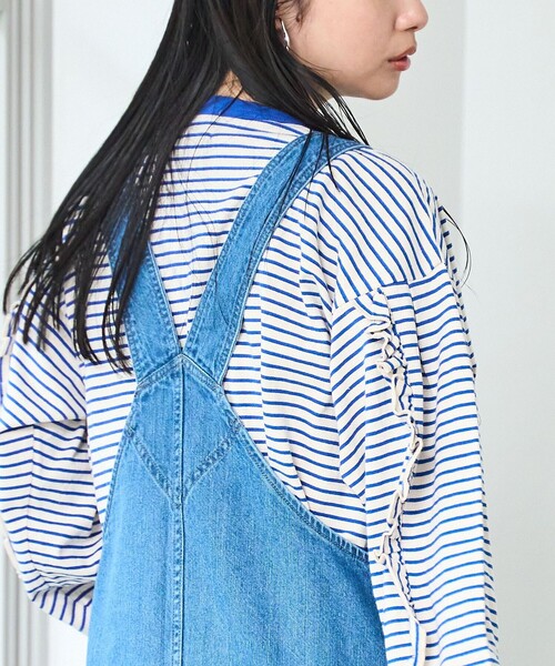 coen(コーエン)の「ジップデニムジャンパースカート(ワンピース・レディース・コバルトブルー/オフホワイト/ライトブルー・L/M)」の19枚目の写真
