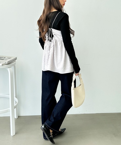 GeeRA（ジーラ）の「ワッシャージャカードキャミビスチェ（キャミソール・レディース・ライトグレー/ブラック・MEDIUM）」の11枚目の写真