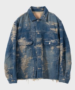 taakk デニムジャケット　サイズ1 ブルー TAAKK / SHORT DENIM JACKET / INDIGO BLEACH | ふぁいん