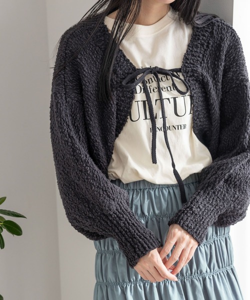 LOWRYS FARM（ローリーズファーム）の「マルチＷＡＹブークレボレロ　105093（ニット/セーター・レディース・ブラック/ベージュ/グレー/グリーン・FREE）」の6枚目の写真