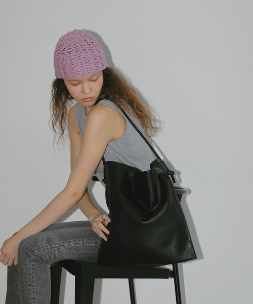 EFOLE（エフォル）の「ノットハンドル フラット トート バッグ（トートバッグ・レディース・ブラック/ベージュ・FREE）」の10枚目の写真