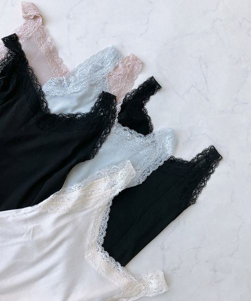 AS KNOW AS plus(アズノゥアズプラス)の「◎Vネックレース テレコタンクトップ(タンクトップ・レディース・ライトグレー系/ピンク系/ブラック系/アイボリー/ブラック/ピンク系1・FREE)」の8枚目の写真