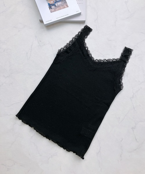 AS KNOW AS plus(アズノゥアズプラス)の「◎Vネックレース テレコタンクトップ(タンクトップ・レディース・ライトグレー系/ピンク系/ブラック系/アイボリー/ブラック/ピンク系1・FREE)」の10枚目の写真