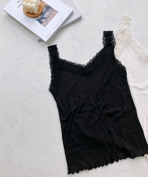 AS KNOW AS plus(アズノゥアズプラス)の「◎Vネックレース テレコタンクトップ(タンクトップ・レディース・ライトグレー系/ピンク系/ブラック系/アイボリー/ブラック/ピンク系1・FREE)」の16枚目の写真