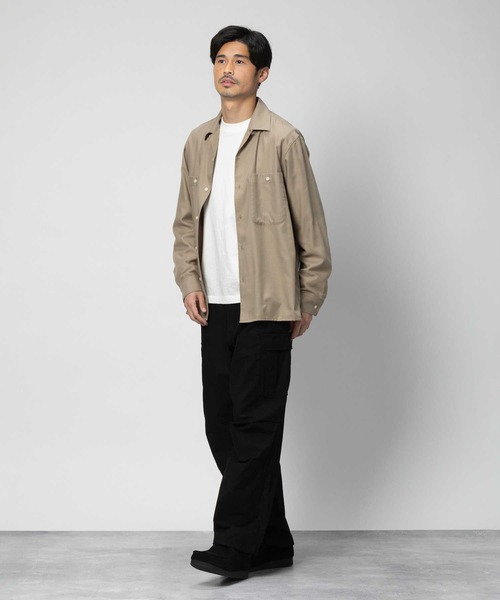 BACK NUMBER(バックナンバー)の「BACK NUMBER(バックナンバー)レーヨン混長袖開襟シャツ(シャツ/ブラウス・メンズ・ダークベージュ/ダークグレー/ブラック×ホワイト・S/M/L/XL)」の9枚目の写真