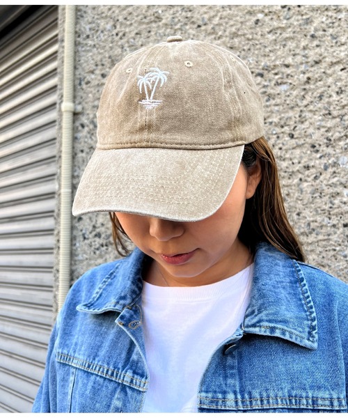 anap mimpi（アナップミンピ）の「パームツリー 刺繍 ウォッシュ加工 キャップ（キャップ・レディース・ベージュ/ネイビー・FREE）」の3枚目の写真