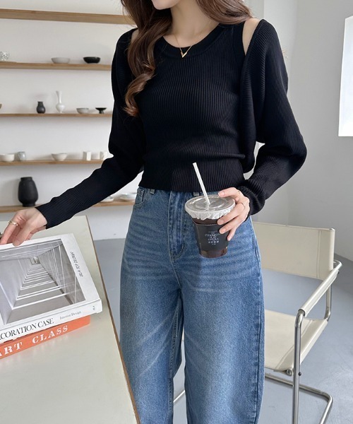 COCOMOMO(ココモモ)の「アンサンブル ボレロタンクトップセット 2点セット(ニット/セーター・レディース・ブラック/グレイッシュベージュ/ホワイト/ブラウン・FREE)」の18枚目の写真