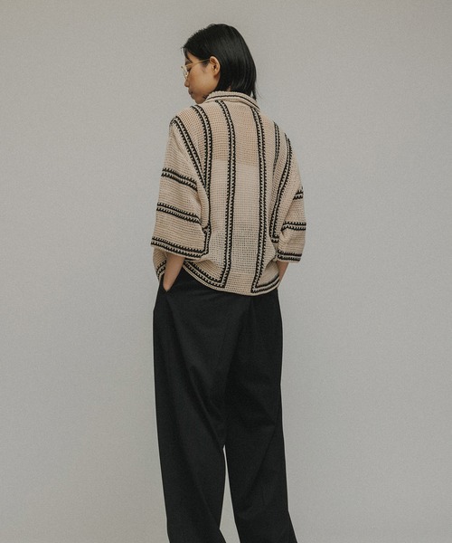 【特価】【最終値下げ】M TO R EMBROIDERY MESH SHIRTS M TO R（ムウトアール）の「［TOPS］LINE EMBROIDERY MESH