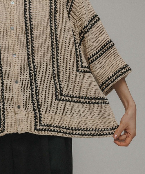 【特価】【最終値下げ】M TO R EMBROIDERY MESH SHIRTS M TO R（ムウトアール）の「［TOPS］LINE EMBROIDERY MESH