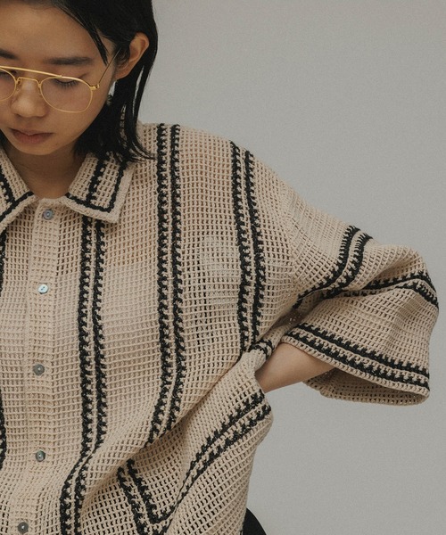 M TO R（ムウトアール）の「［TOPS］LINE EMBROIDERY MESH