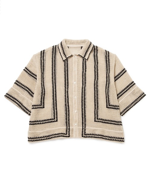【特価】【最終値下げ】M TO R EMBROIDERY MESH SHIRTS M TO R（ムウトアール）の「［TOPS］LINE EMBROIDERY MESH