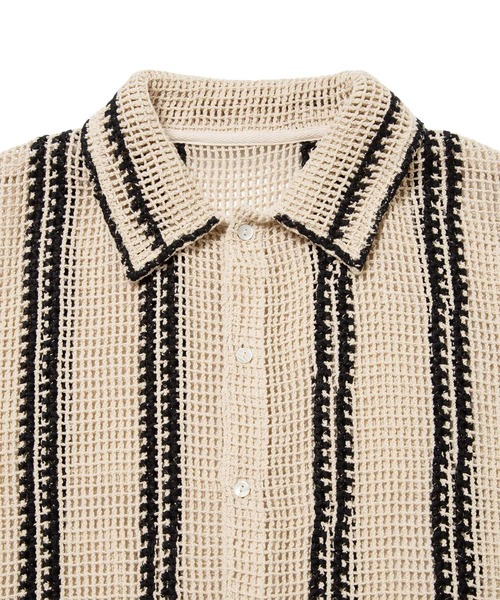【特価】【最終値下げ】M TO R EMBROIDERY MESH SHIRTS M TO R（ムウトアール）の「［TOPS］LINE EMBROIDERY MESH