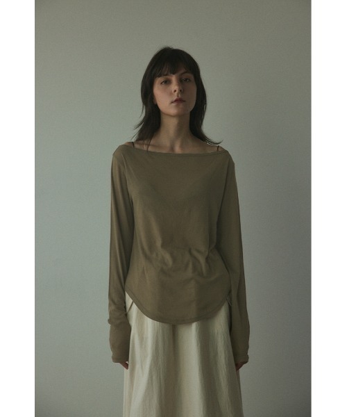 BLACK BY MOUSSY（ブラックバイマウジー）の「boat neck sheer tops(ボートネックシアートップス)（Tシャツ/カットソー・レディース・ホワイト/ライトカーキ/ピンク/ブラック・FREE）」の3枚目の写真