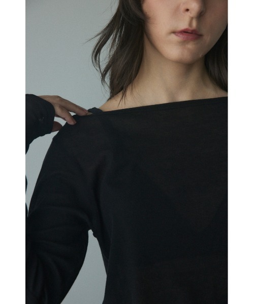 BLACK BY MOUSSY（ブラックバイマウジー）の「boat neck sheer tops(ボートネックシアートップス)（Tシャツ/カットソー・レディース・ホワイト/ライトカーキ/ピンク/ブラック・FREE）」の8枚目の写真