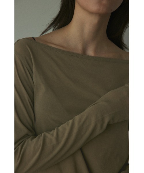 BLACK BY MOUSSY（ブラックバイマウジー）の「boat neck sheer tops(ボートネックシアートップス)（Tシャツ/カットソー・レディース・ホワイト/ライトカーキ/ピンク/ブラック・FREE）」の15枚目の写真