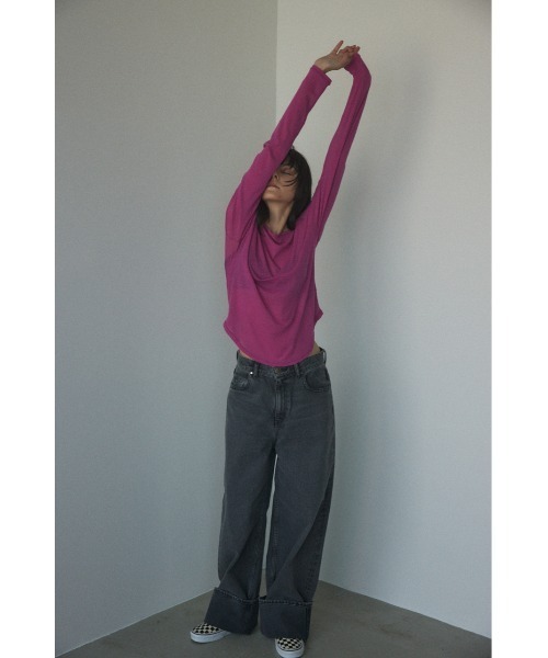 BLACK BY MOUSSY（ブラックバイマウジー）の「boat neck sheer tops(ボートネックシアートップス)（Tシャツ/カットソー・レディース・ホワイト/ライトカーキ/ピンク/ブラック・FREE）」の19枚目の写真