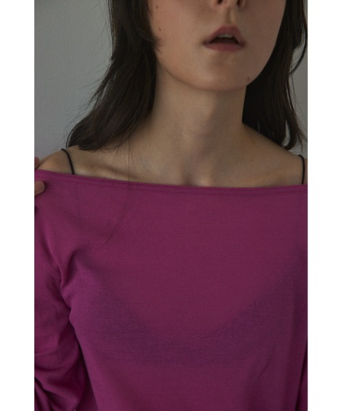 BLACK BY MOUSSY（ブラックバイマウジー）の「boat neck sheer tops(ボートネックシアートップス)（Tシャツ/カットソー・レディース・ホワイト/ライトカーキ/ピンク/ブラック・FREE）」の22枚目の写真