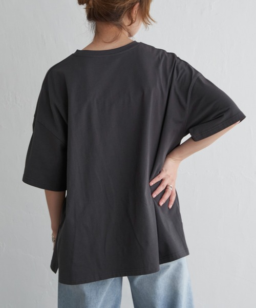 notch.(ノッチ)の「箔プリント半袖Tシャツ(Tシャツ/カットソー・レディース・オフホワイト/チャコールグレー・M)」の22枚目の写真