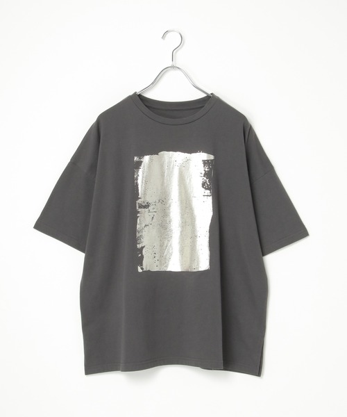 notch.(ノッチ)の「箔プリント半袖Tシャツ(Tシャツ/カットソー・レディース・オフホワイト/チャコールグレー・M)」の11枚目の写真