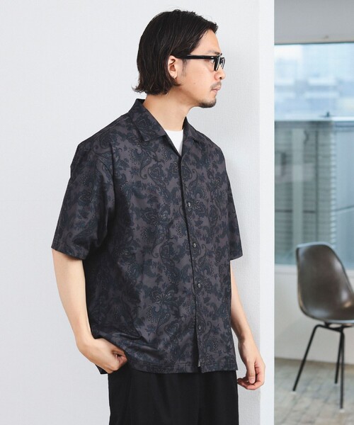 B:MING by BEAMS(ビーミングバイビームス)の「B:MING by BEAMS / メッシュ ペイズリープリント オープンカラー シャツ(セットアップ対応)(シャツ/ブラウス・メンズ・チャコールグレー/レッド系その他7・LARGE/MEDIUM/X-LARGE/SMALL)」の5枚目の写真