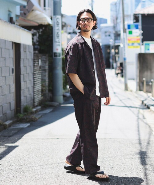 B:MING by BEAMS(ビーミングバイビームス)の「B:MING by BEAMS / メッシュ ペイズリープリント オープンカラー シャツ(セットアップ対応)(シャツ/ブラウス・メンズ・チャコールグレー/レッド系その他7・LARGE/MEDIUM/X-LARGE/SMALL)」の7枚目の写真