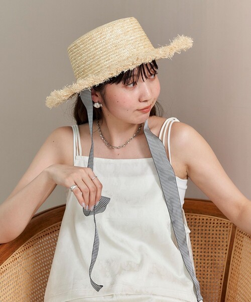 FREAK'S STORE（フリークスストア）の「限定展開　2セット リボン付き マルチウェイ カンカン帽（ハット・レディース・ブラック/ナチュラル・ONE SIZE）」の11枚目の写真