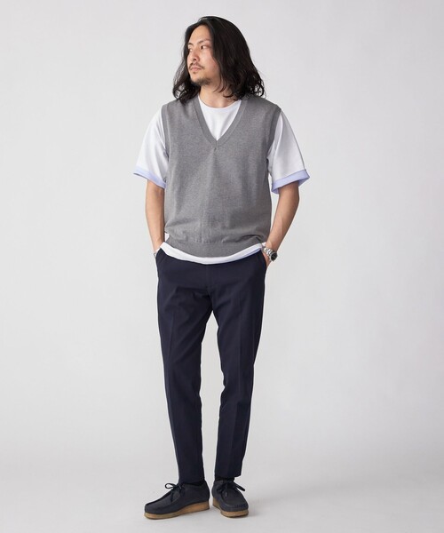 SHIPS（シップス）の「SHIPS: 〈手洗い可能〉12ゲージ コットン Vネック ニット ベスト（ベスト・メンズ・ネイビー/ダークグレー/ライトグレー・MEDIUM/SMALL/LARGE）」の6枚目の写真