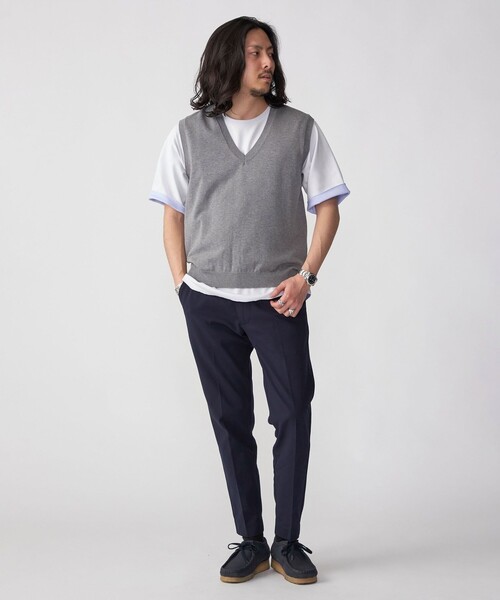 SHIPS（シップス）の「SHIPS: 〈手洗い可能〉12ゲージ コットン Vネック ニット ベスト（ベスト・メンズ・ネイビー/ダークグレー/ライトグレー・MEDIUM/SMALL/LARGE）」の7枚目の写真