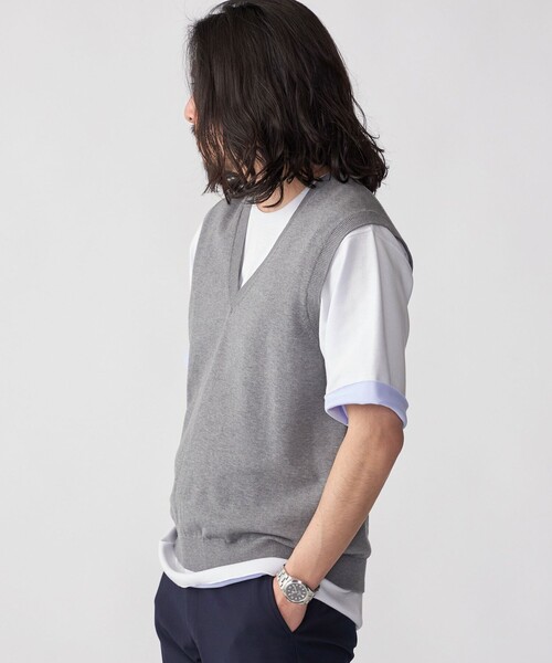 SHIPS（シップス）の「SHIPS: 〈手洗い可能〉12ゲージ コットン Vネック ニット ベスト（ベスト・メンズ・ネイビー/ダークグレー/ライトグレー・MEDIUM/SMALL/LARGE）」の13枚目の写真