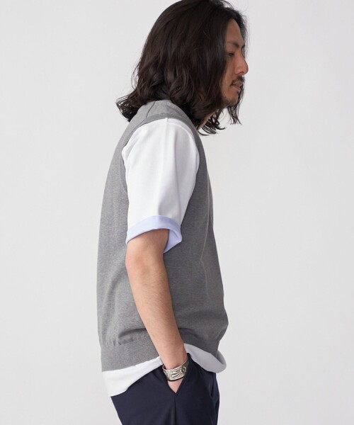 SHIPS（シップス）の「SHIPS: 〈手洗い可能〉12ゲージ コットン Vネック ニット ベスト（ベスト・メンズ・ネイビー/ダークグレー/ライトグレー・MEDIUM/SMALL/LARGE）」の16枚目の写真