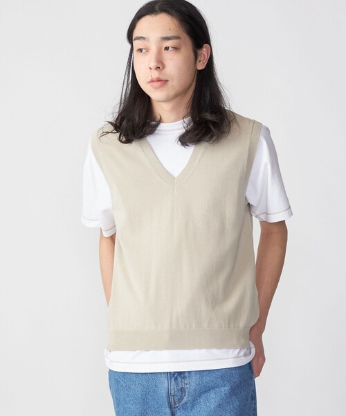 SHIPS（シップス）の「SHIPS: 〈手洗い可能〉12ゲージ コットン Vネック ニット ベスト（ベスト・メンズ・ネイビー/ダークグレー/ライトグレー・MEDIUM/SMALL/LARGE）」の18枚目の写真