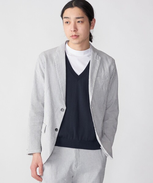 SHIPS（シップス）の「SHIPS: 〈手洗い可能〉12ゲージ コットン Vネック ニット ベスト（ベスト・メンズ・ネイビー/ダークグレー/ライトグレー・MEDIUM/SMALL/LARGE）」の19枚目の写真