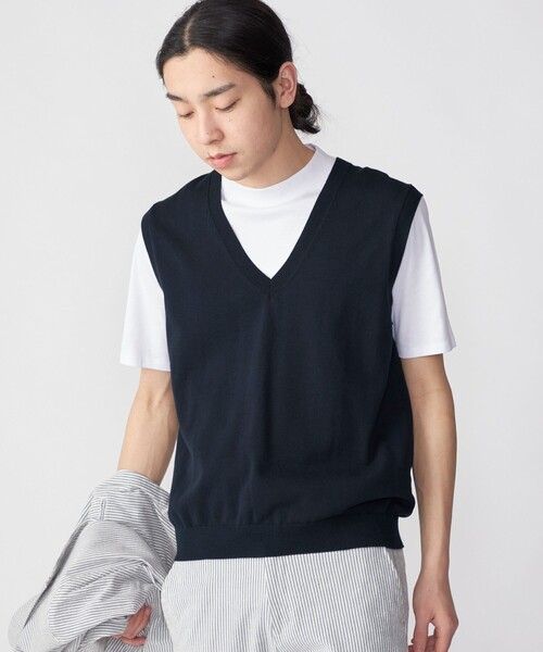 SHIPS（シップス）の「SHIPS: 〈手洗い可能〉12ゲージ コットン Vネック ニット ベスト（ベスト・メンズ・ネイビー/ダークグレー/ライトグレー・MEDIUM/SMALL/LARGE）」の20枚目の写真
