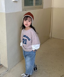 leune（ルネ）の「【kids】カレッジロゴ重ね着風ロンT/レイヤードロンT（80～130cm)（Tシャツ/カットソー）」