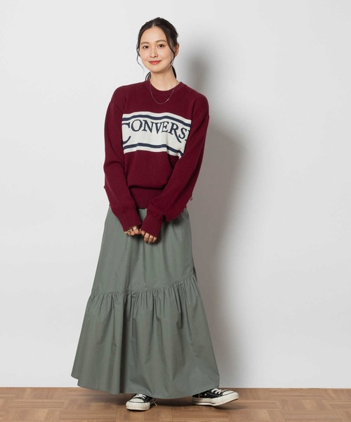 CONVERSE（コンバース）の「【CONVERSE】ジャガードニット（ニット/セーター・レディース・グリーン/オフホワイト/ワイン・M）」の7枚目の写真
