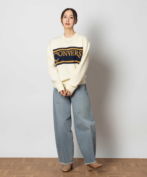 CONVERSE（コンバース）の「【CONVERSE】ジャガードニット（ニット/セーター・レディース・グリーン/オフホワイト/ワイン・M）」の14枚目の写真