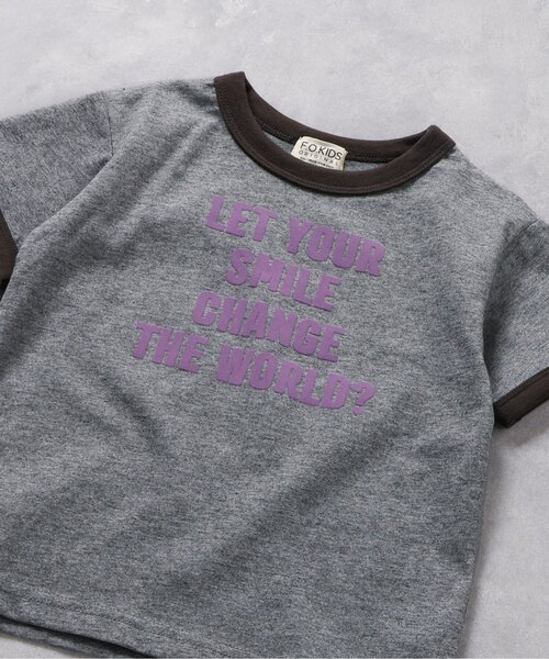 F.O.KIDS(エフオーキッズ)の「カラーへザーメッセージTシャツ(Tシャツ/カットソー・キッズ・チャコール/オレンジ/グリーン・80/90/95/100/110/120/130/140/150)」の2枚目の写真