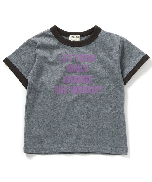 F.O.KIDS(エフオーキッズ)の「カラーへザーメッセージTシャツ(Tシャツ/カットソー・キッズ・チャコール/オレンジ/グリーン・80/90/95/100/110/120/130/140/150)」の7枚目の写真