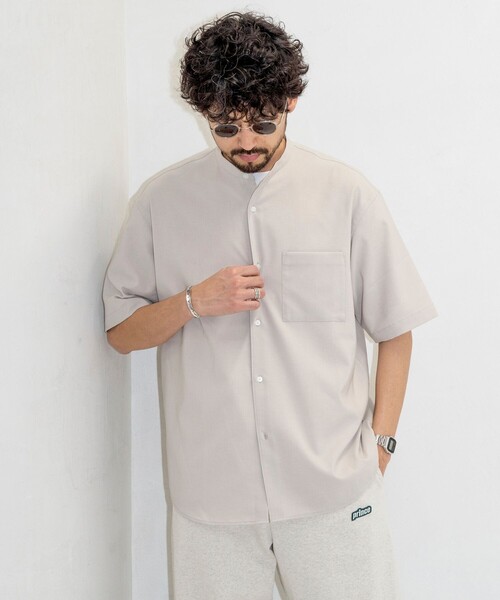 FREAK'S STORE（フリークスストア）の「Reflax/リフラクス バンドカラー ショートスリーブシャツ/リラックスフィット（シャツ/ブラウス・メンズ・オフホワイト/オリーブ/チャコールグレー/ブラック・SMALL/MEDIUM/LARGE）」の13枚目の写真