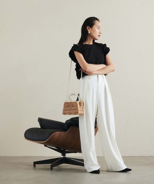 Edit Sheen（エディットシーン）の「ツータックとろみストレートパンツ（スラックス・レディース・ブラック/ホワイト/ベージュ・M）」の15枚目の写真