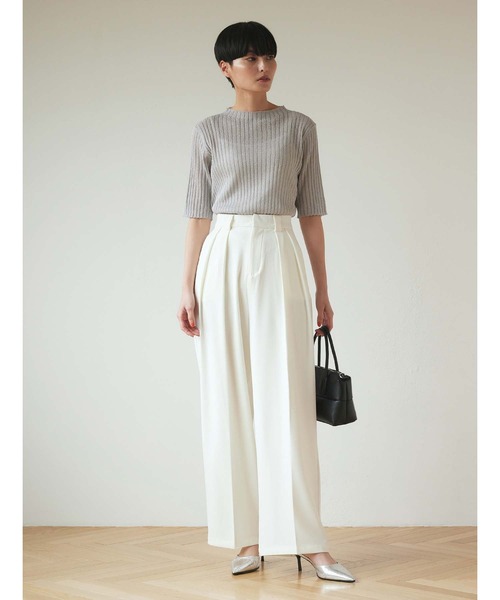 Edit Sheen（エディットシーン）の「ツータックとろみストレートパンツ（スラックス・レディース・ブラック/ホワイト/ベージュ・M）」の12枚目の写真