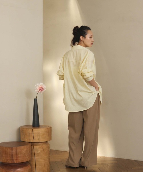 Edit Sheen（エディットシーン）の「ツータックとろみストレートパンツ（スラックス・レディース・ブラック/ホワイト/ベージュ・M）」の7枚目の写真