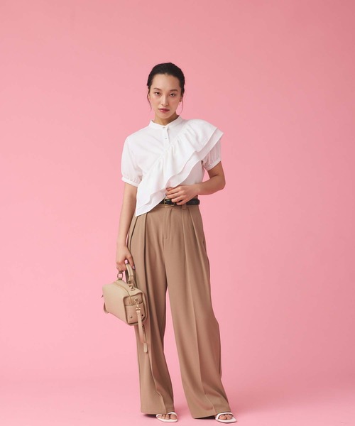 Edit Sheen（エディットシーン）の「ツータックとろみストレートパンツ（スラックス・レディース・ブラック/ホワイト/ベージュ・M）」の11枚目の写真