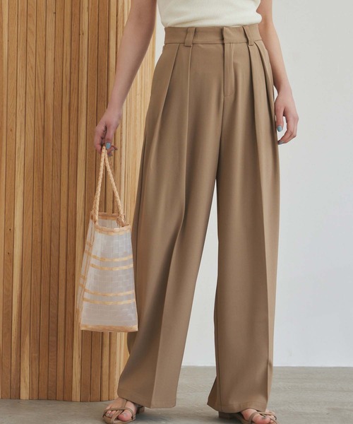 Edit Sheen（エディットシーン）の「ツータックとろみストレートパンツ（スラックス・レディース・ブラック/ホワイト/ベージュ・M）」の8枚目の写真