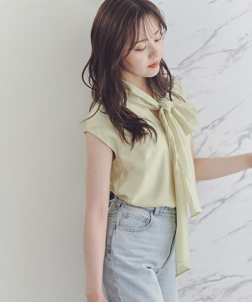 PROPORTION BODY DRESSING（プロポーションボディドレッシング）の「シアービックリボンブラウス / 1214110504（シャツ/ブラウス・レディース・イエロー/ホワイト/グリーン/ブラック・SMALL/MEDIUM）」の4枚目の写真